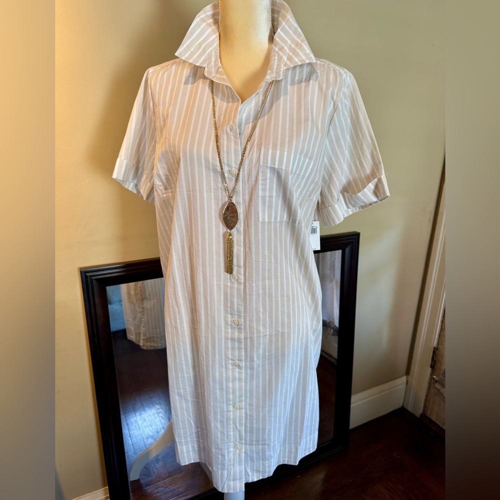 Striped White Shirt Dress - Picture 11 of 15